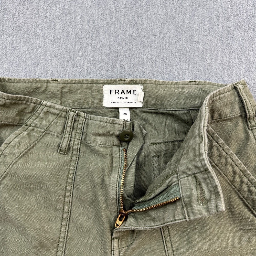 Frame Denim Pants Womens 26 Military Green Service Cropped Cargo Utility Pockets - Picture 3 of 14